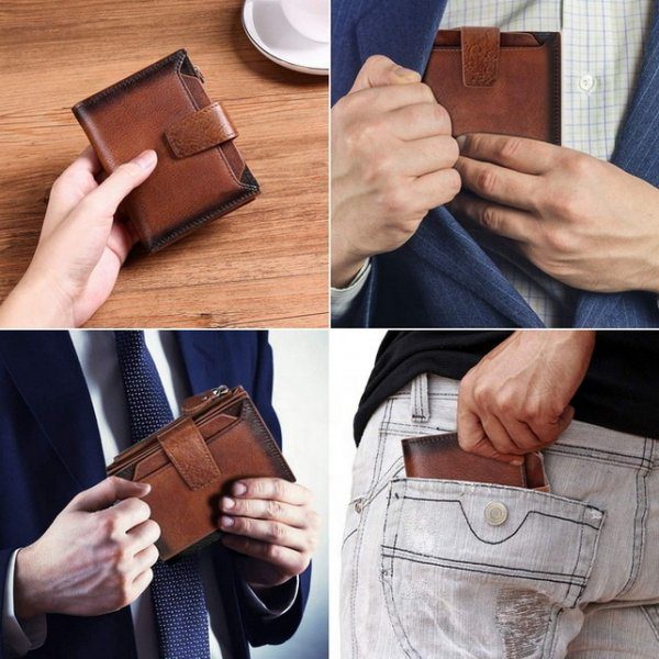 New modern business zipper rfid blocking mens wallet