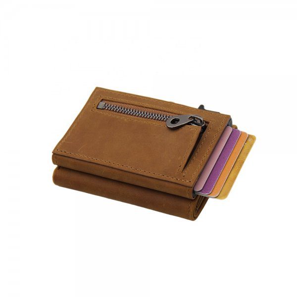 Slim pop up genuine leather rfid smart wallet for men