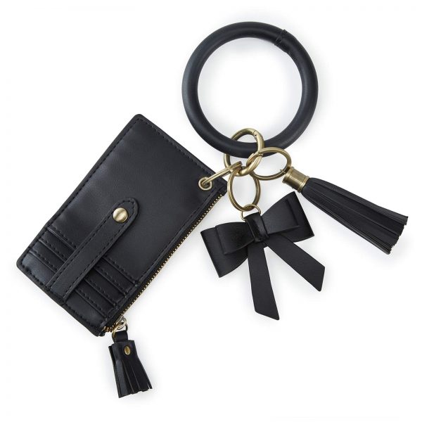 Women leather key chain Bracelets Card Holder