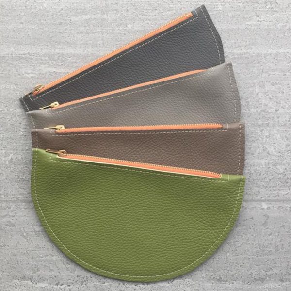 Minimal modern leather zipper card holder for women