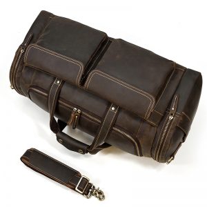 Custom Crazy Horse Leather Overnight Duffle Travel Bag