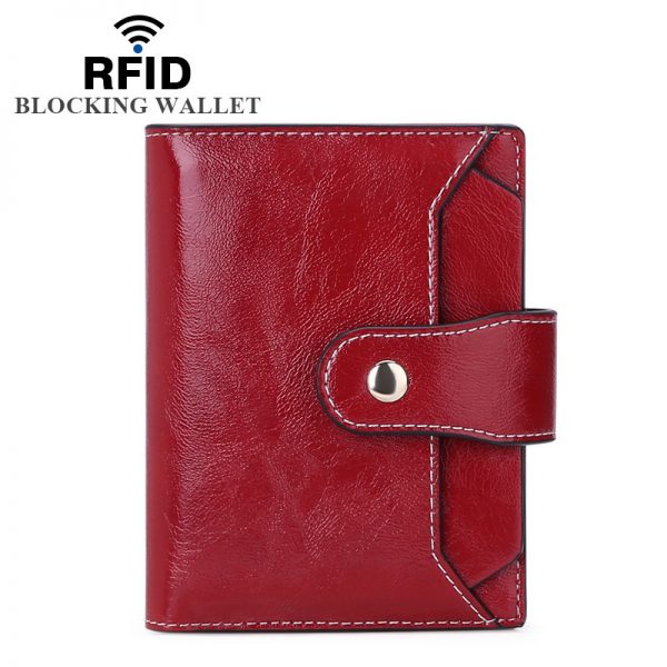 Multifunctional RFID Blocking Short Leather Women Wallet