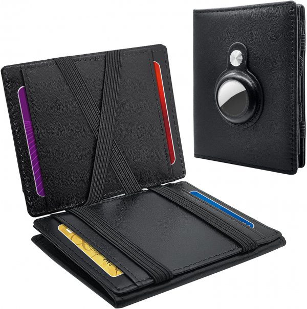 Men’s Genuine Leather RFID Protection Smart Air Tag Magic Wallet