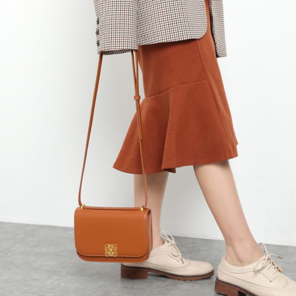 Women Fashion Simple Contrast Crossbody Pu Leather Handbag