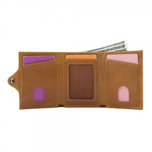 Slim pop up genuine leather rfid smart wallet for men
