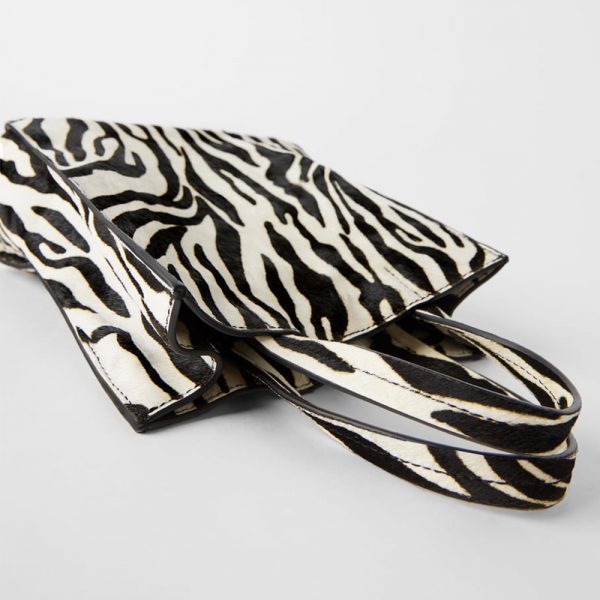 Customized animal zebra printed faux fur leather handbag