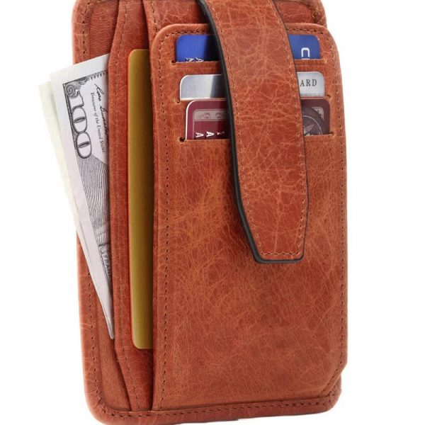 Top grain leather minimalist design credit card holder