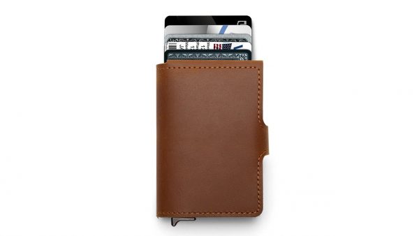 Leather Push Button Aluminium case Credit Card Holder